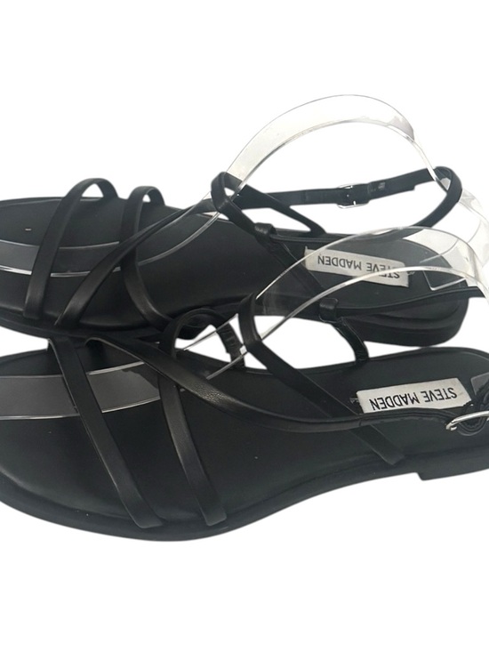 Steve Madden Black Strappy Flat Sandals Women's Size 7.5 - Picture 2 of 4